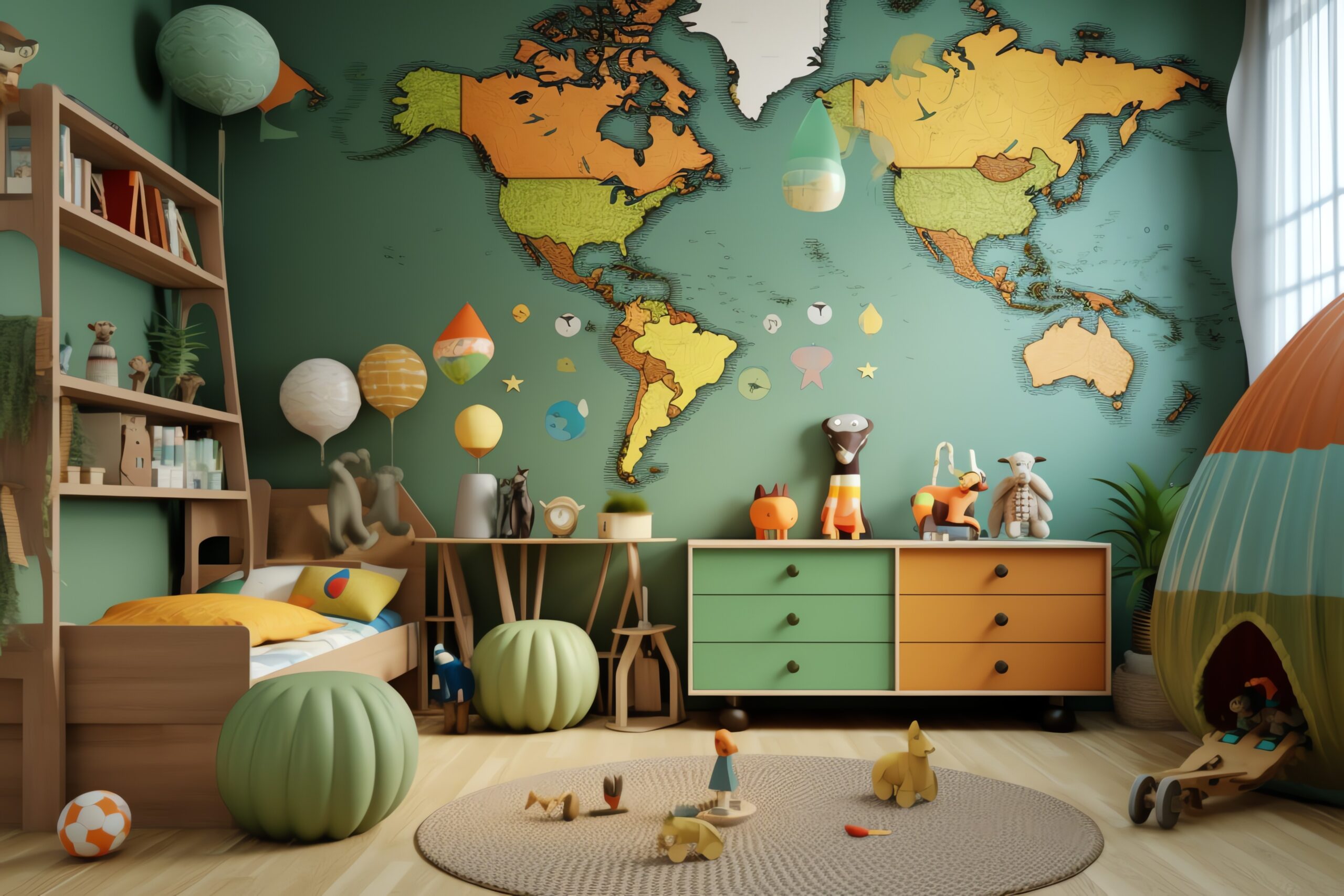 Almofada infantil personalizada WORLD MAP TRAVEL PINK