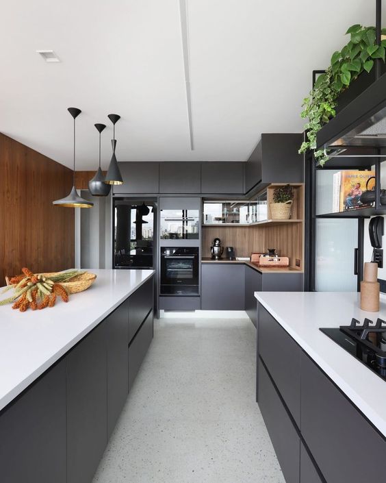 Cozinha preta e cinza: estilo moderno e elegante para sua casa. -  Arquitetura e Decoração