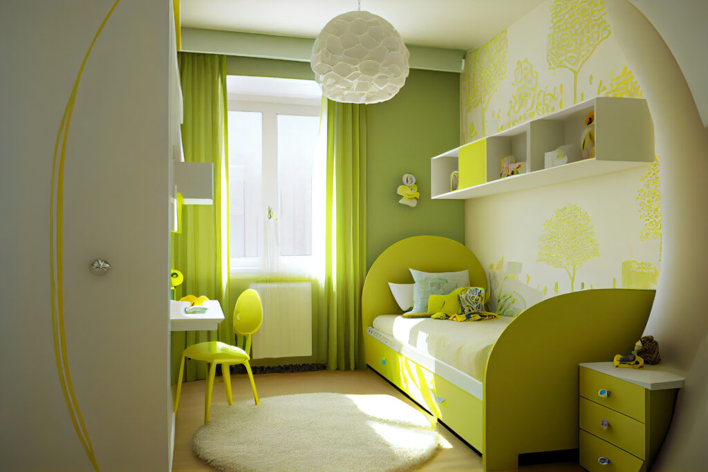 cortina-na-cor-verde-para-quarto-infantil