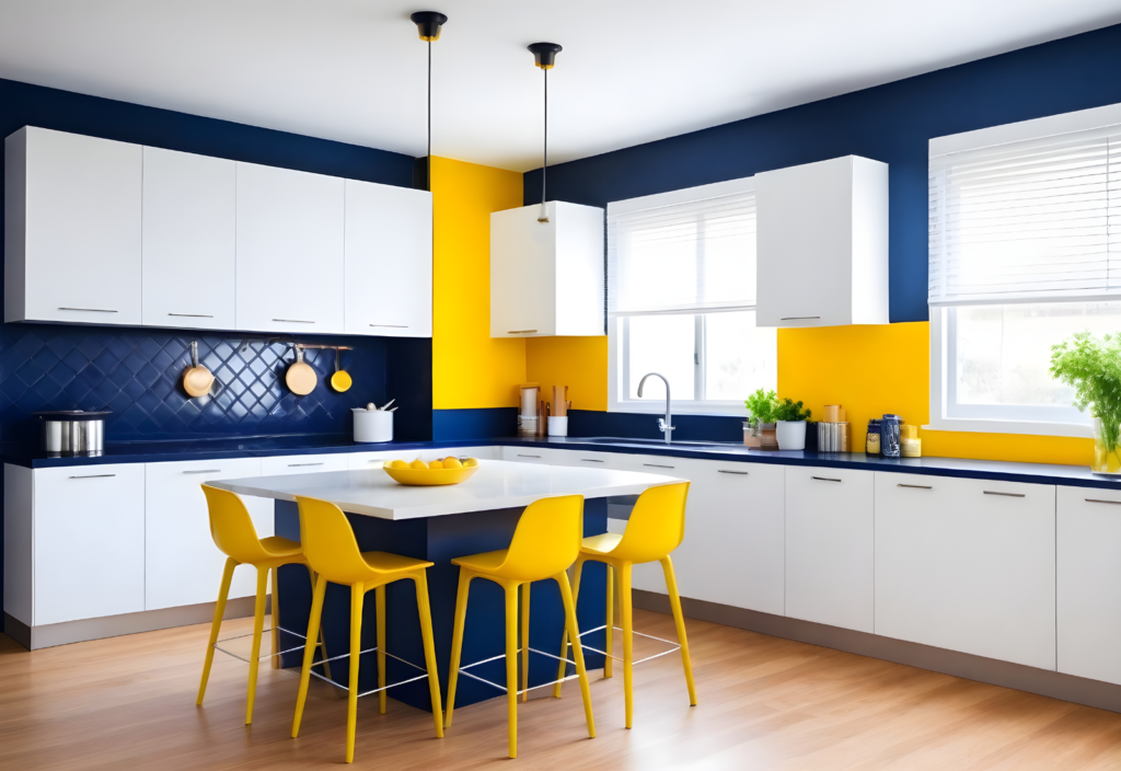 Cozinha Azul e Amarela