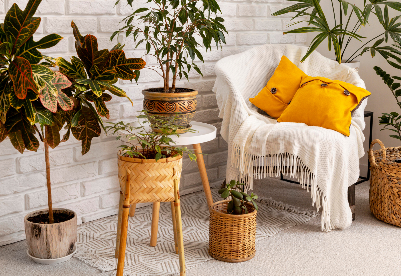 Sala Relaxante com Plantas Verdes